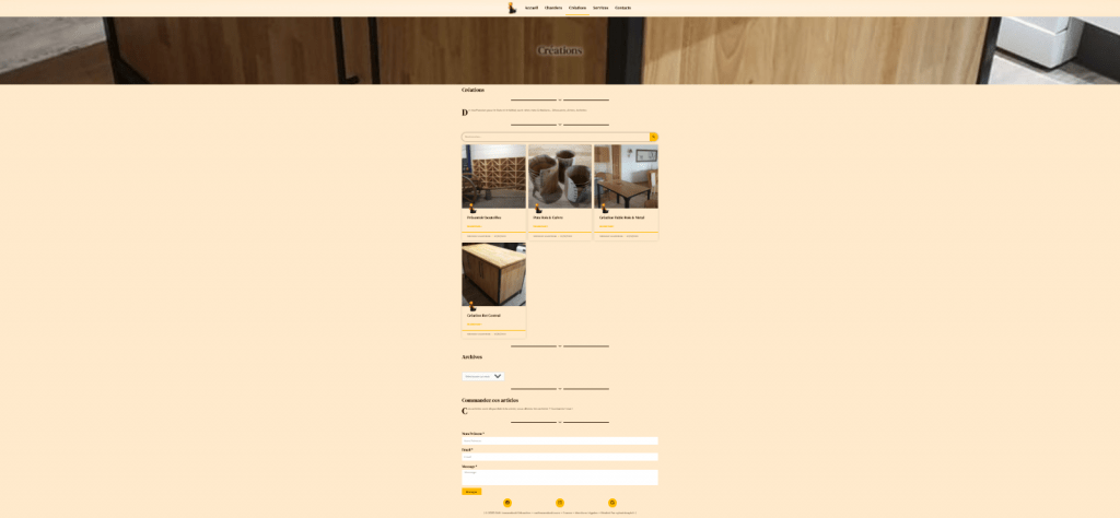 Page des créations
